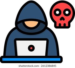 Hacking Icon Lineal Color Vector Illustration
