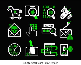 Hacking icons set