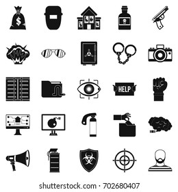 Hacking icons set. Simple set of 25 hacking vector icons for web isolated on white background
