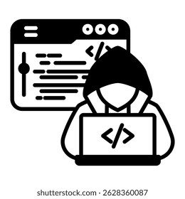 Hacking de ícone de glifo misto. Design de ícone de vetor simples em estilo de glifo. Formato de vetor editável