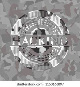 Hacking on grey camouflaged texture