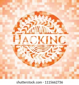 Hacking orange mosaic emblem