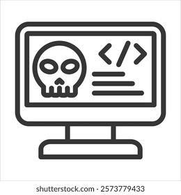 Hacking Outline Icon Vector Illustration