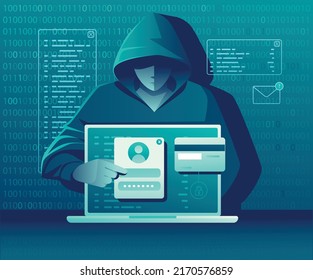 Hacking, phishing, and personal data stealing illustration concept vector