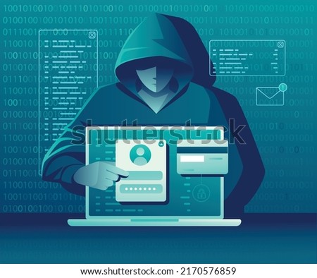 Hacking, phishing, and personal data stealing illustration concept vector