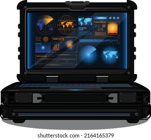 Hacking protection laptop vector, Cyber Security system illustration