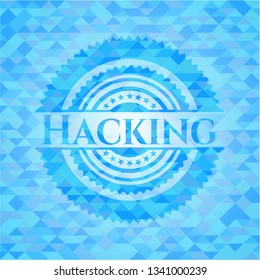 Hacking realistic light blue mosaic emblem
