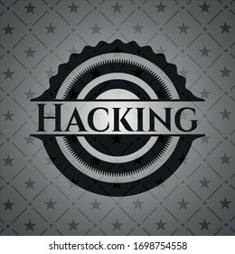 Hacking retro style black emblem. Vector Illustration. Detailed.