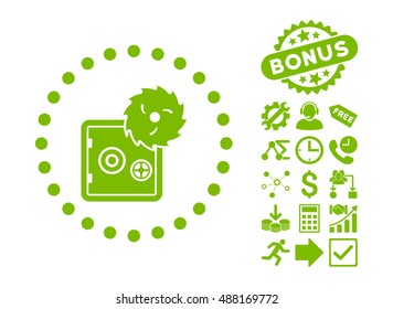 Hacking Theft icon with bonus design elements. Vector illustration style is flat iconic symbols, eco green color, white background.