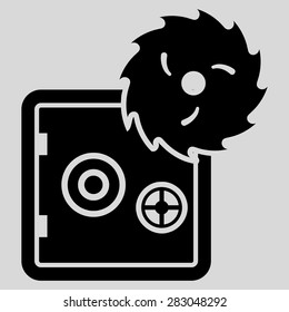 Hacking theft icon from Business Bicolor Set. Vector style: flat symbol, black color, rounded angles, light gray background.
