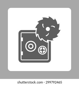 Hacking theft icon. Vector style is dark gray and white colors, flat rounded square button on a silver background.