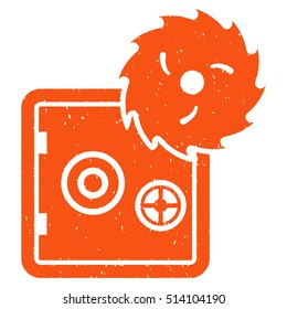 Hacking Theft rubber seal stamp watermark. Icon vector symbol with grunge design and dirty texture. Scratched orange ink sign on a white background.