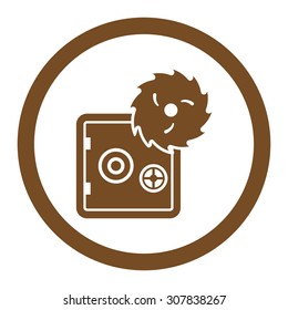 Hacking theft vector icon. This rounded flat symbol is drawn with brown color on a white background.