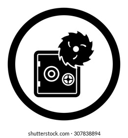 Hacking theft vector icon. This rounded flat symbol is drawn with black color on a white background.