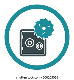 Hacking theft vector icon. This rounded flat symbol is drawn with soft blue colors on a white background.