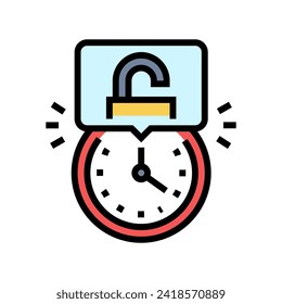 hacken Zeit Management Farbe Symbol Vektorgrafik. Hacking Time Management Schild. einzelne Symbolillustration