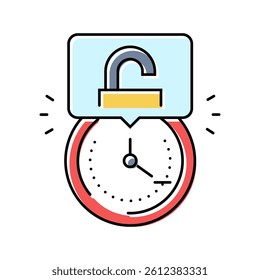 hacking time management color icon vector. hacking time management sign. isolated symbol illustration
