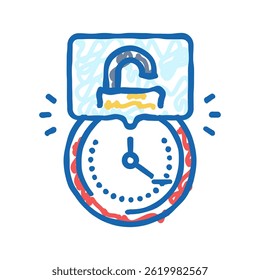 hacking gerenciamento de tempo ícone doodle esboço vetor. hacking gerenciamento de tempo sinal. ilustração de símbolo isolado