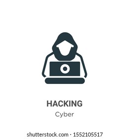 Hacking vector icon on white background. Flat vector hacking icon symbol sign from modern cyber collection for mobile concept and web apps design.