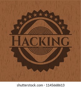 Hacking wooden emblem. Retro