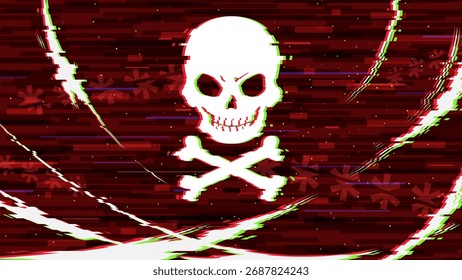 Hacking-inspirierte Schädel roten Hintergrund Illustration _16:9