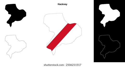 Hackney blank outline map set