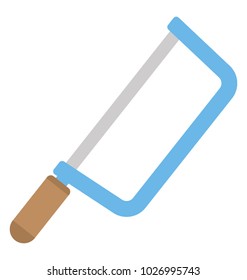 
Hacksaw blade with frame for cutting applications, chainsaw flat icon
