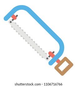 
Hacksaw blade with frame for cutting applications, chainsaw flat icon
