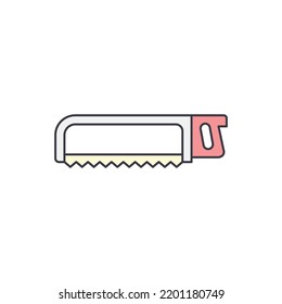 hacksaw blade icon in color, isolated on white background 