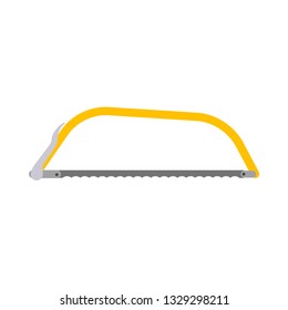 Hacksaw bow construction tool vector equipment icon. Repair handle blade cut carpentry instrument. Manual craft side view