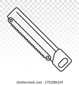Hacksaw carpentry tools line art icon for apps and websites