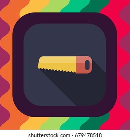 hacksaw flat icon with long shadow, vector illustration
