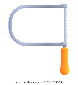 Icono de la motosierra. Caricatura de un icono del vector hacksaw para el diseño web aislado en fondo blanco
