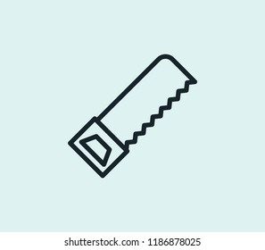 Hacksaw icon line isolated on clean background. Hacksaw icon concept drawing icon line in modern style. Vector illustration for your web mobile logo app UI design.