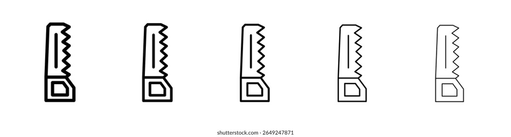 Conjunto de contorno de línea delgada de icono de sierra de arco o colección