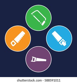 hacksaw icons set. Set of 4 hacksaw filled icons such as saw
