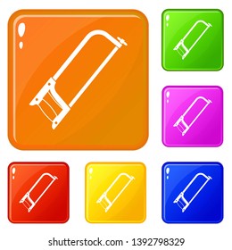 Hacksaw icons set collection vector 6 color isolated on white background