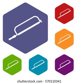 Hacksaw icons set rhombus in different colors isolated on white background