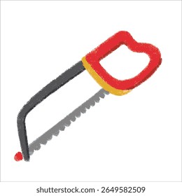 hacksaw Illustration with crayon style editable for cards, poster decorations, t-shirt prints, stickers, icons and others