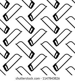 Hacksaw Isolated Icon Seamless Pattern Vector Art Illustration