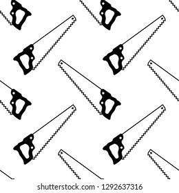 Hacksaw Isolated Icon Seamless Pattern Vector Art Illustration