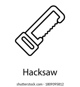 hacksaw line icon, black out line vector design