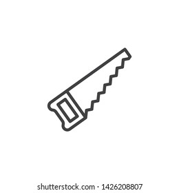 Hacksaw line icon. linear style sign for mobile concept and web design. Hand saw or handsaw outline vector icon. Carpentry tool symbol, logo illustration. Vector graphics