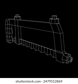 Hacksaw manual or Hand hacksaw. Wireframe low poly mesh vector illustration