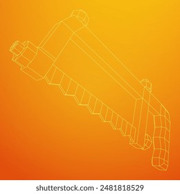 Hacksaw manual or Hand hacksaw. Wireframe low poly mesh vector illustration