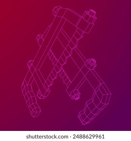 Hacksaw manual or Hand hacksaw. Wireframe low poly mesh vector illustration
