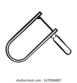 Hacksaw for metal - a hand tool for working with wood. Instrument in doodle style isolated on a white background. Equipment for carpentry work vector illustration
