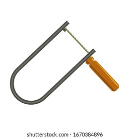 Hacksaw for metal - a hand tool for working with wood. Instrument in flat style isolated on a white background. Equipment for carpentry work vector illustration
