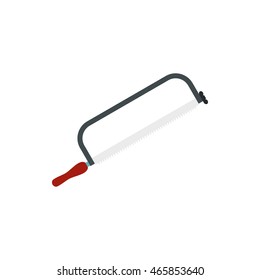 Hacksaw for metal icon in flat style isolated on white background. Tool symbol