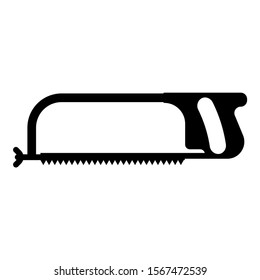 Hacksaw for metal and manual using Hand saw Repair tool icon black color vector illustration flat style image icon black color